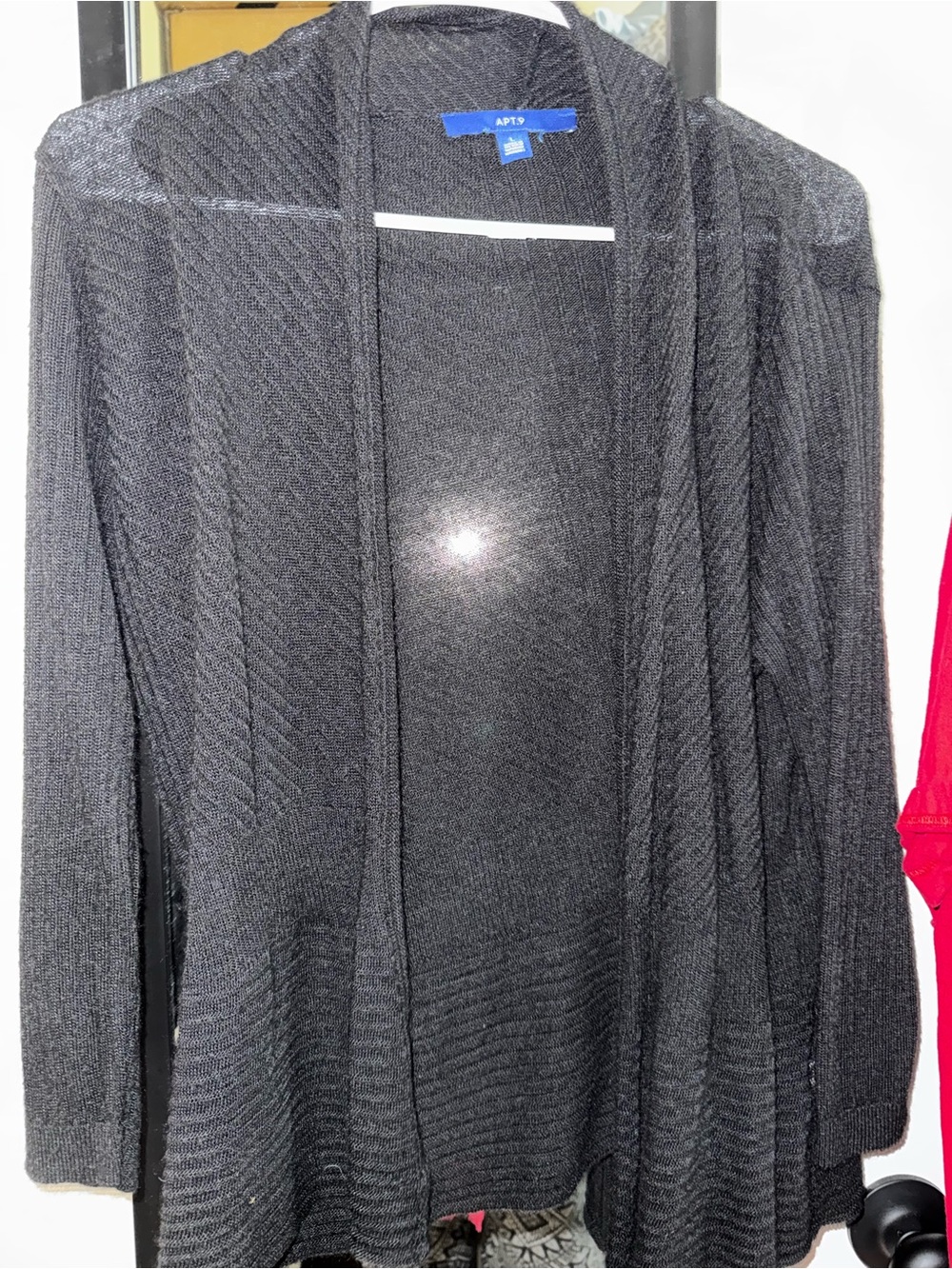 Apt. 9 Black Open-Front Knit Cardigan 3/4 Sleeve